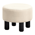 thumbnail image 2 of Tcbosik Small Round Foot Rest, Linen Fabric Upholstered Ottoman with Anti-Slip Wooden Legs, Step Stool for Living Room, Bedroom, Closet, Hallway, Beige, 2 of 7