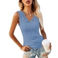 thumbnail image 2 of Camiseta sin mangas con cuello en V,Camiseta sin mangas de punto Camiseta sin mangas de punto de encaje para mujer Fiabilidad excepcional, 2 of 6