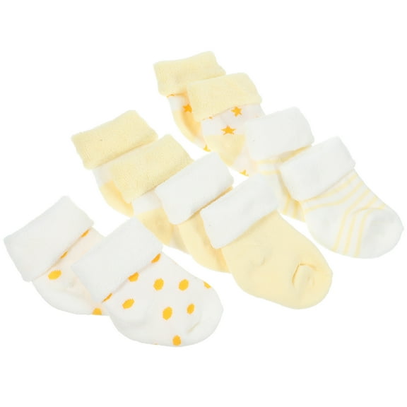 Onaparter 5 Pairs Baby Socks Towels Infant Winter Newborn High Ankle Warm Toddler Boy Girl (Yellow)