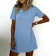 thumbnail image 2 of TaTaai Women's Summer Casual Fashion Solid Crew Neck Short Sleeve Mini Nightgown Soft Comfortable Short Dress Gift, 2 of 9