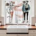 thumbnail image 2 of Ambesonne Indie Kitchen Curtains, Urban Cat Dog Characters, 55"x45", Slate Blue Pale Pink, 2 of 3