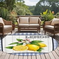 thumbnail image 5 of Lemon Round Living Room Rugs 7 ft, Summer Fruit Floral Wood Grain Blue Plaid Washable Area Rug with Non-Slip Sturdy Edge Binding Round Carpet for Kitchen Office Bedroom, 5 of 9