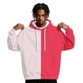 thumbnail image 2 of Men's Half and Half Split Color Hoodie Pullover Sweatshirt, Two Tone Color Block Drawstring Hood Kangaroo Pocket Long Sleeve Athletic Streetwear Outdoor Casual Hooded Top Red 3XL, 2 of 6
