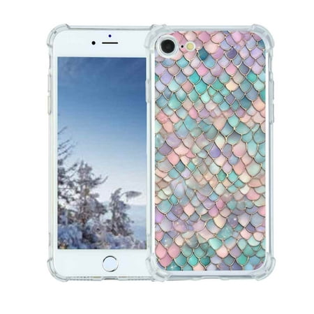 Pastel-mermaid-scales-5 Phone Case, Designed for iPhone SE 2022 Case Soft TPU for girls boys gift,Shockproof Phone Cover