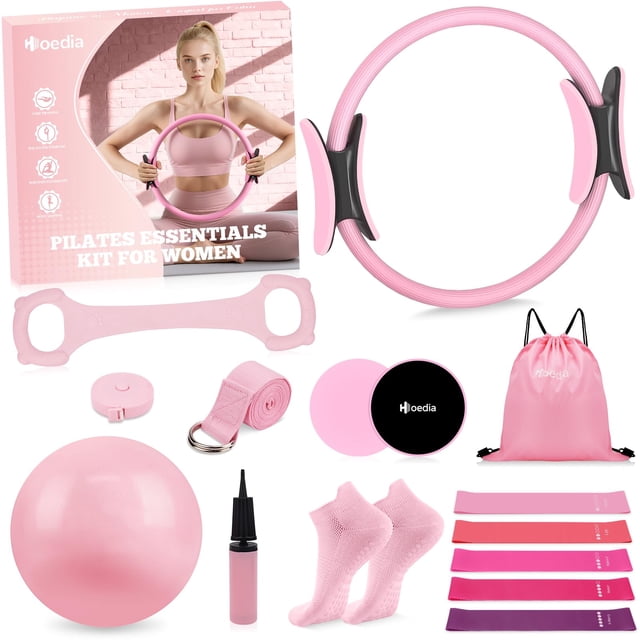 Kit de Pilates Hoedia de 17 piezas con aro, pelota, bandas y set de yoga