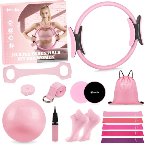 Kit de Pilates Hoedia de 17 piezas con aro, pelota, bandas y set de yoga