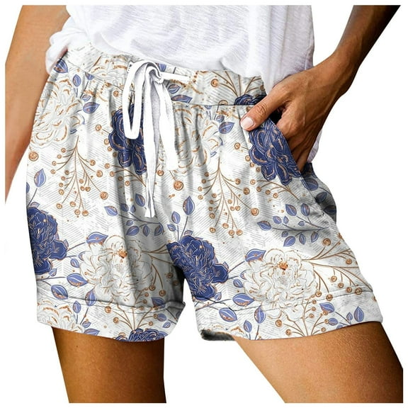 Women's Summer Shorts Drawstring Elastic Waist Lightweight Casual Jean Shorts with Pockets S-2XL