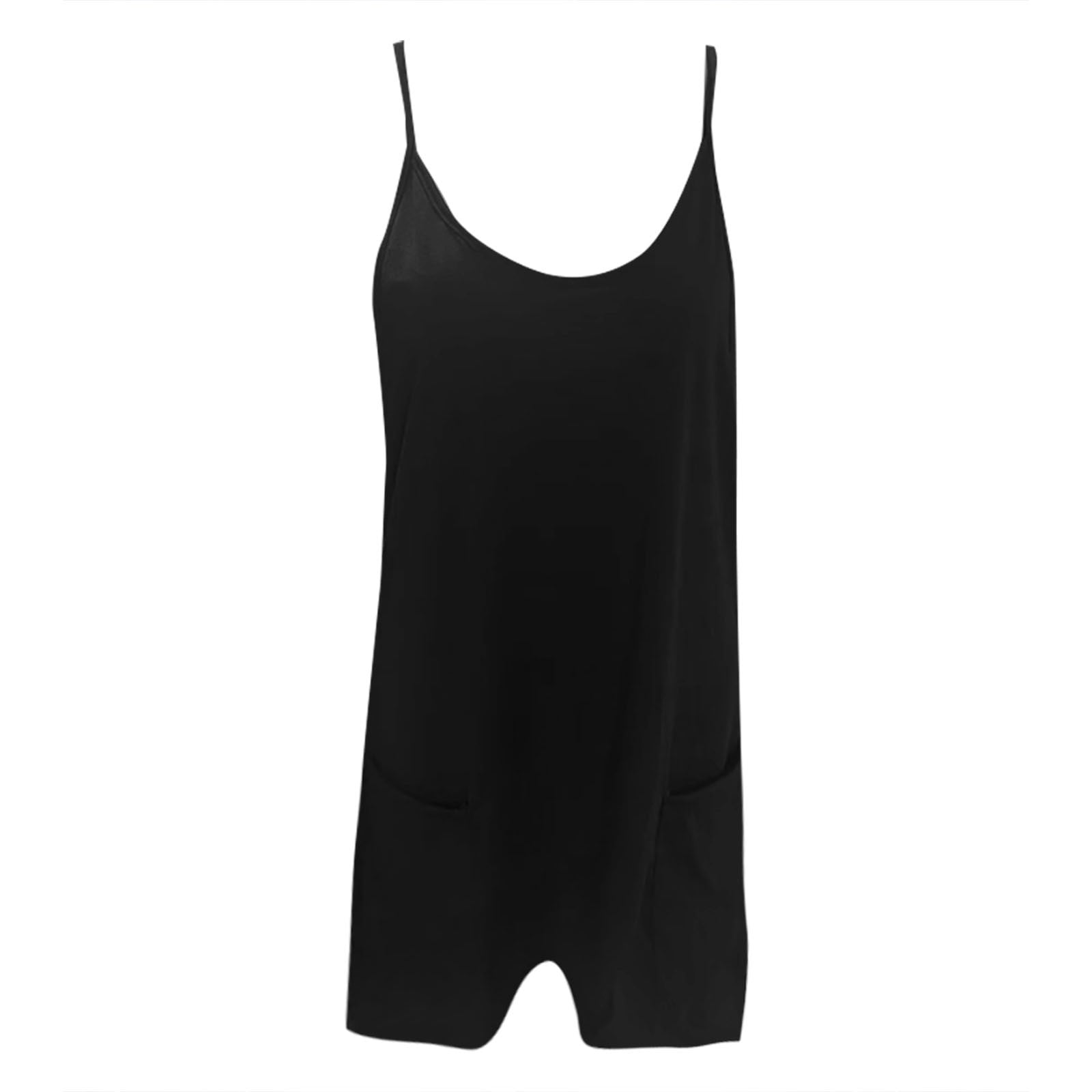 GILIGEGE Womens Summer Sleeveless Mini Dress V Neck Spaghetti Strap Sundress Athletic Short Dress with Pockets 2025 Spring/Summer New Loose and Slimming Pure Ribbon Pocket Strap Jumpsuit for Women