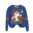 thumbnail image 6 of Duqingm Halloween Sweatshirts for Women Ghost Oversized Crewneck Sweatshirt Cute Pumpkin Graphic Fleece Pullover,M, 6 of 6