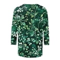 thumbnail image 4 of YUGYXL Deals Lounge 3/4 Sleeve Shirts for Women 2025 Fashion Flower Print Blouses Crew Neck Lightweight Cozy Tshirts Ladies Tunics Fit Tops Vacation Clothes, 4 of 5