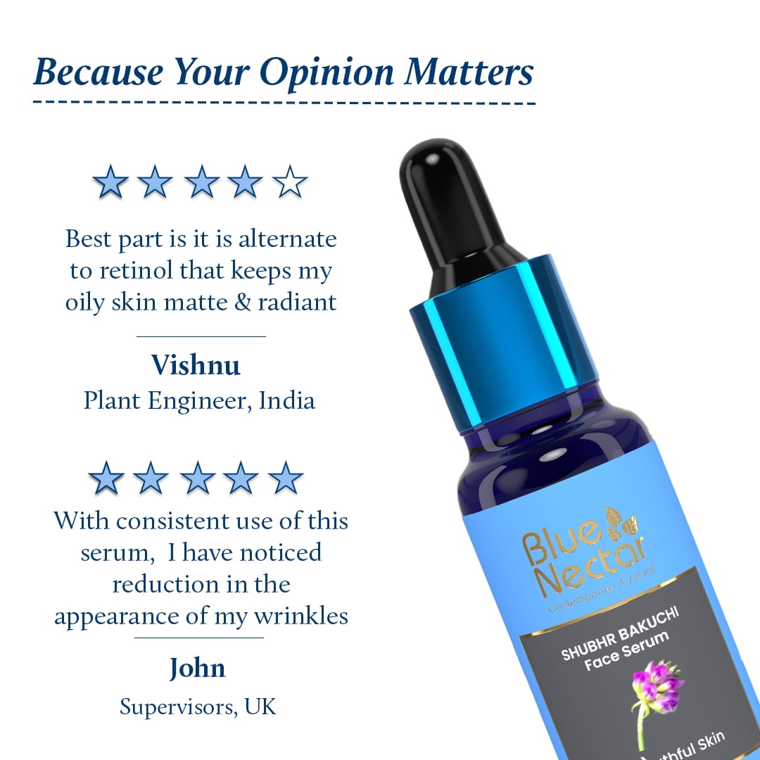 Blue Nectar Bakuchiol Anti Aging Serum for Fine Lines, Wrinkles | Oil Free Face Moisturizer Serum (1.01  fl oz)