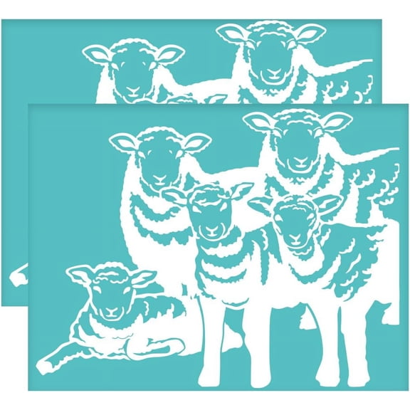 2Pcs 11x8.6 Inch Sheep Self-Adhesive Silk Screen Printing Stencil Funny Lamb Mesh Stencils Farm Animal Theme Reusable Mesh Stencils Transfer for DIY DIY T-Shirt Fabric Painting