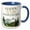Blue/White, variant on 3drose, Happy Tenth Anniversary Forest Scene, 11oz Two-tone Yellow Mug