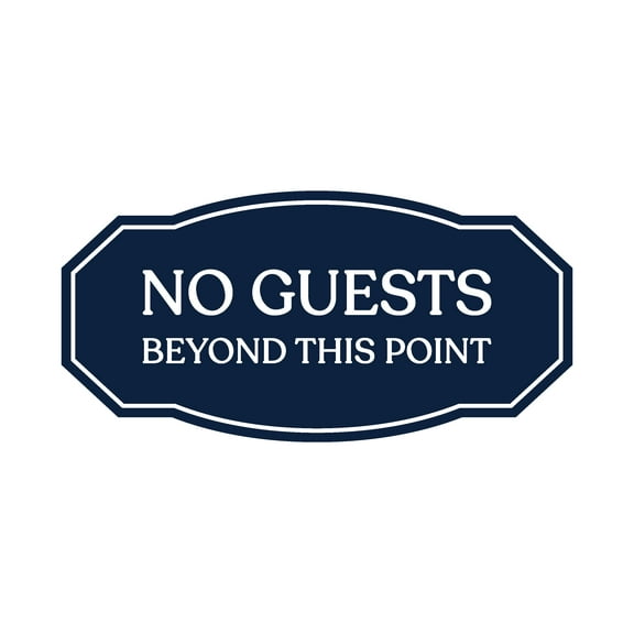 Signs ByLITA Victorian No guests Beyond This Point Business Sign (Navy Blue / White) - Large