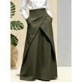 thumbnail image 3 of Women's Army Green High Waist Asymmetric Bodycon Maxi Skirt A Line Long Skirt, 3 of 7