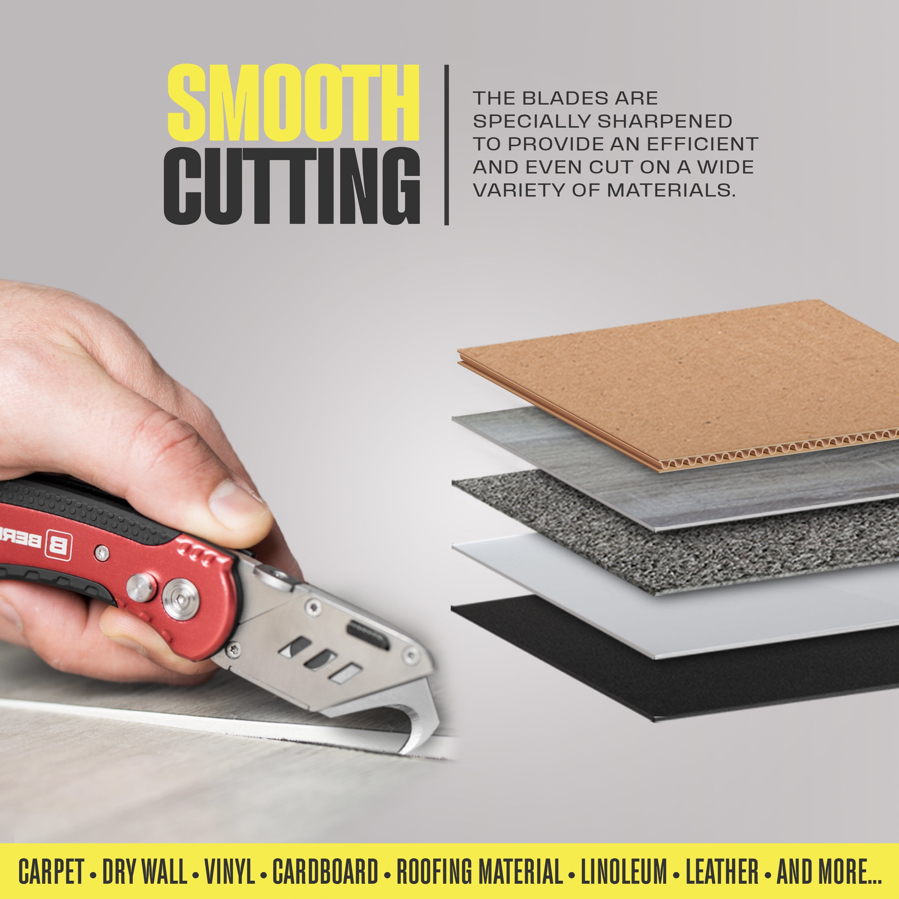 Berkling Utility Hook Razor Blades for Carpet, Roofing, and Box Cutters, 50 Pieces