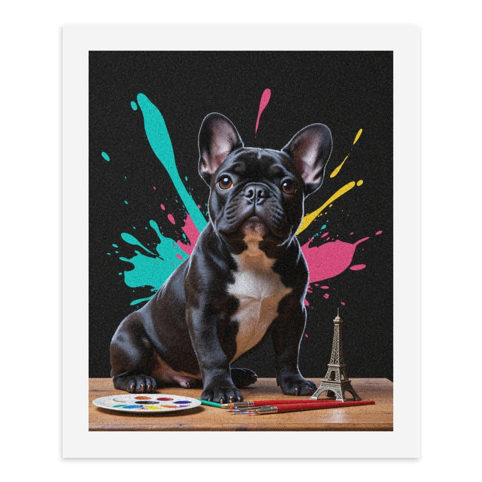 Paint By Numbers Kit for Adults Beginner - Dog Paint Eiffel Splatter Art DIY Canvas Painting Kits for Adults, Frameless Paint By Number for Adults for Home Wall Decor 16x20 Inch