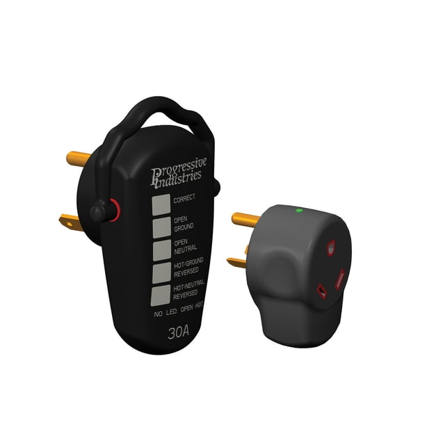 Progressive Industries Parasurtenseur PSK-30 Protection contre les Surtensions; Portable; 30 Ampères; avec Indicateur de Défaut sur Testeur et Module de Surtension; avec Poignée de Prise Pivotante sur Testeur