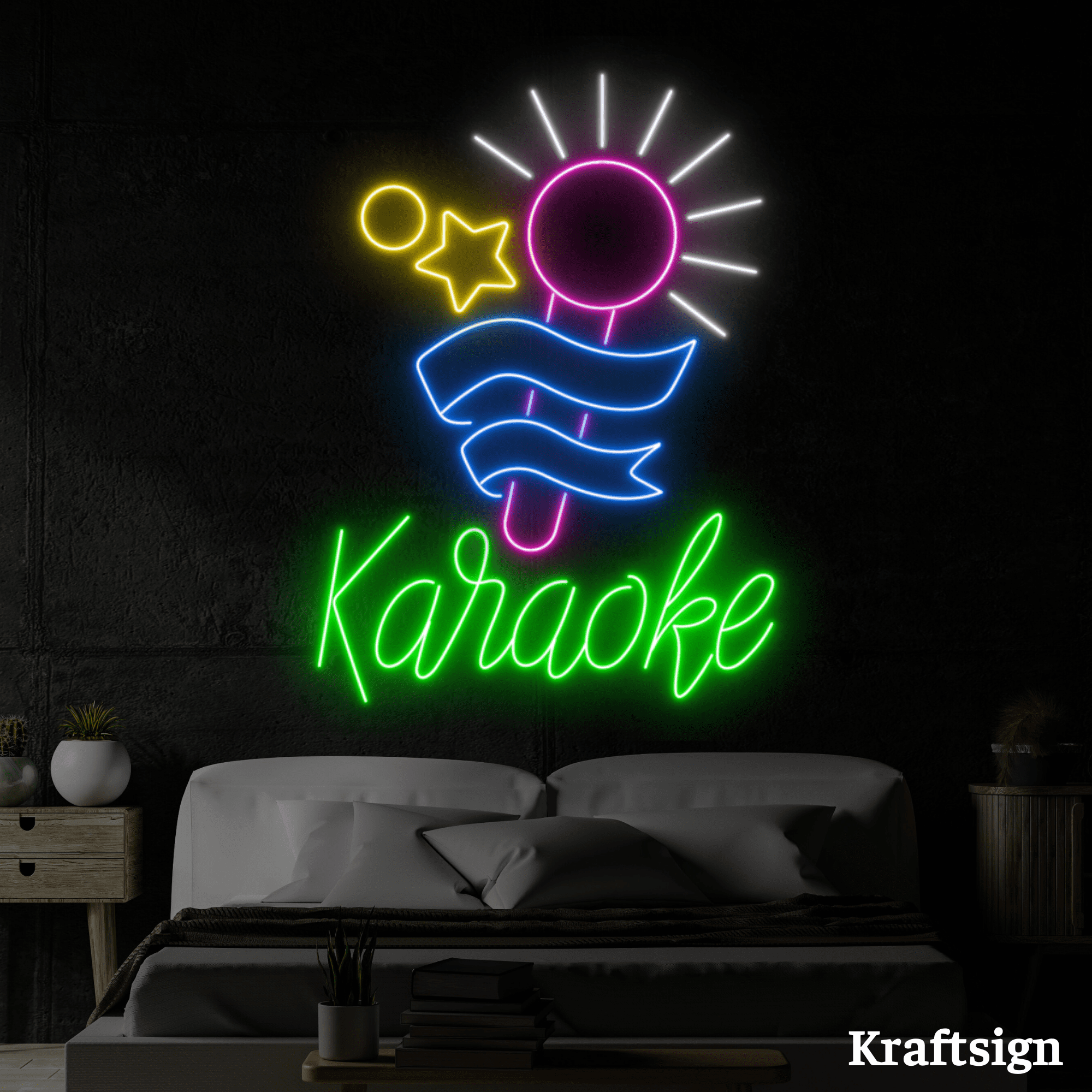Craftnamesign Karaoke Neon Sign, Karaoke LED Sign, Karaoke Wall Art Decor