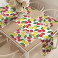 thumbnail image 2 of Ambesonne Fruit Table Runner & Placemats, Graphic Colored Cherries, Placemat 4 pcs + Runner 14"x90", Red Yellow Green, 2 of 2