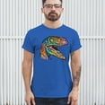 thumbnail image 3 of Tee Hunt Colorful Raptor T-Shirt Dean Russo Neon Dinosaur Pattern Men's Tee, Blue, 5X-Large, 3 of 5