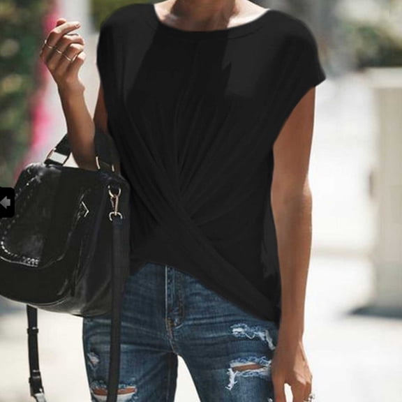Tittly T Shirts for Women Spring Tops for Women Summer Casual Women's Short Sleeved V Neck Shirt Tshirts Shirts Basic Tees Black L