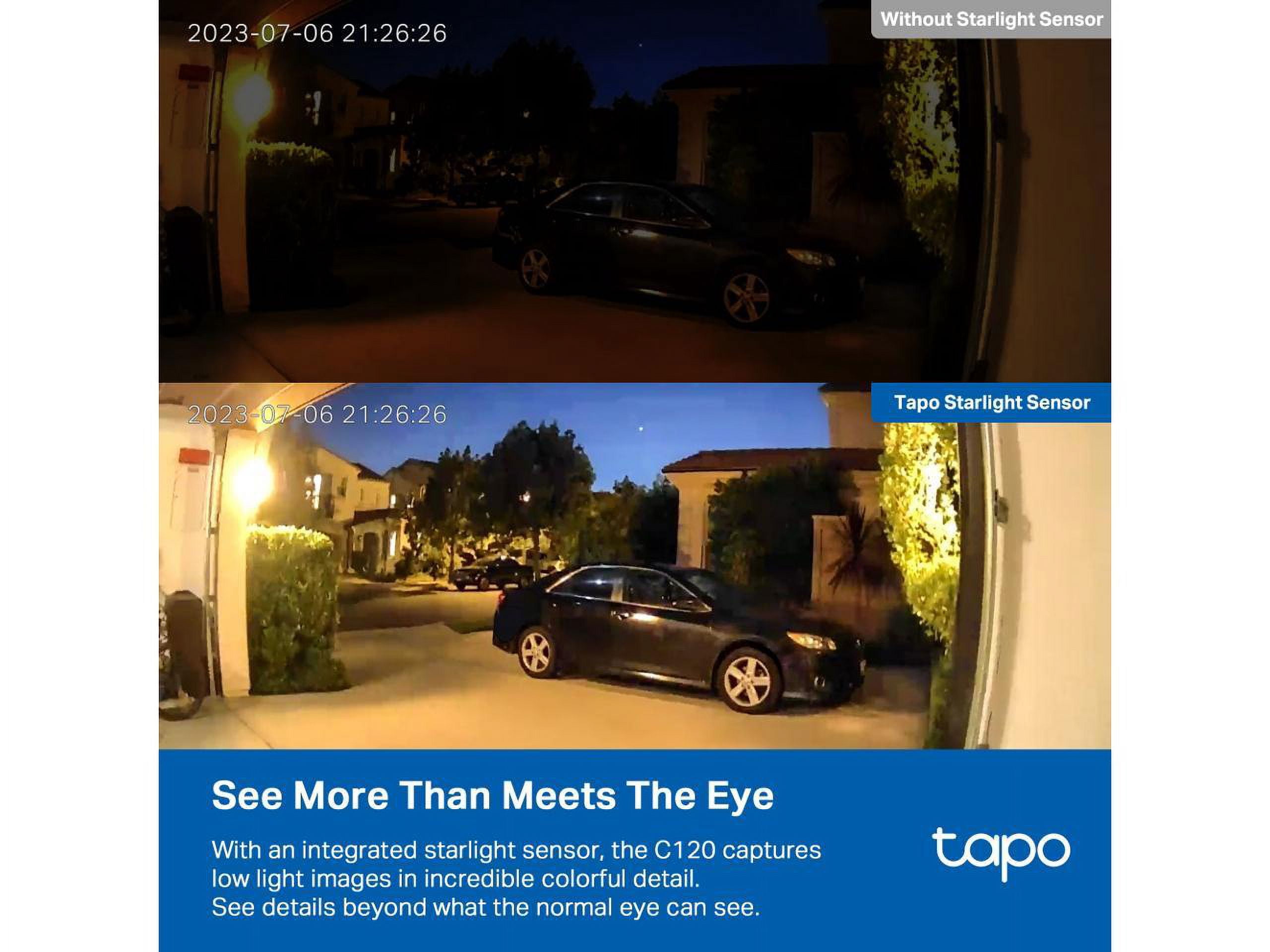 TP-Link Tapo C120 2K QHD Wi-Fi Indoor/Outdoor Security Camera with Color Night Vision, Motion Detection, microSD Storage
