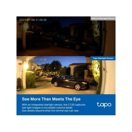TP-Link Tapo 2K QHD Security Camera, Indoor/Outdoor, Color Night Vision, Free Person/Pet/Vehicle Detection, Invisible IR Mode, SD Storage (Tapo C120)