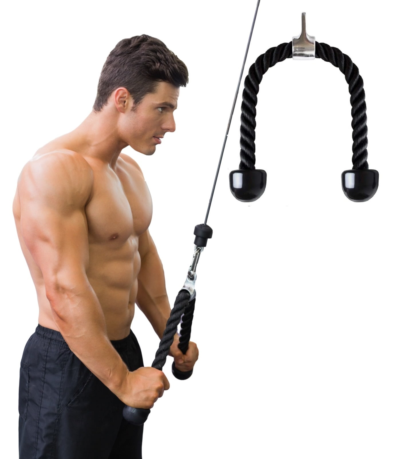 Tricep Rope Pull Down 28 INCH, Press Down Push Pull Cord Triceps Rope
