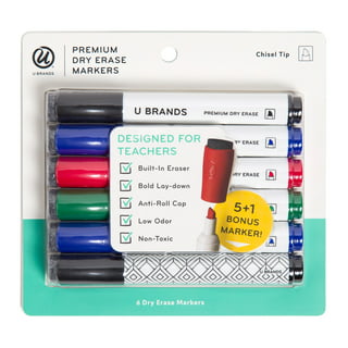 U Brands Medium Point Dry Erase Markers, Office Supplies, Assorted Pastel Colors, with Eraser Cap, 8 Count