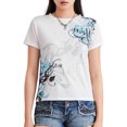 thumbnail image 2 of Michellecmm  Women's Slim Gothic Tops Retro Abstract Print Short Sleeve T-Shirts, 2 of 9