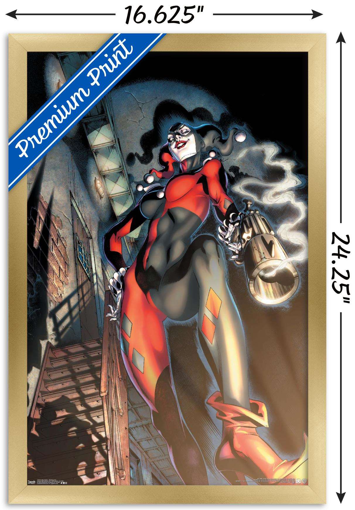 DC Comics - Harley Quinn - Smoking Gun Wall Poster, 14.725" x 22.375", Framed