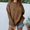 thumbnail image 2 of Lumtrix Womens Oversized Long Sleeve Sweatshirt Casual Crewneck Plain Pullover Tops 2025 Fashion Fall Clothes Y2K Hoodie Coffee 2XL, 2 of 6