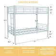 thumbnail image 2 of Twin Over Twin Bunk Bed for Kids Boys Girls, Metal Bunk Bed with Ladders & Guardrail,Convertible 2 Beds,Silver, 2 of 7