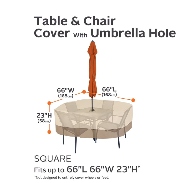 Classic Accessories Veranda 66" Square Patio Table & Chair Set Cover | Water-Resistant, UV Protection