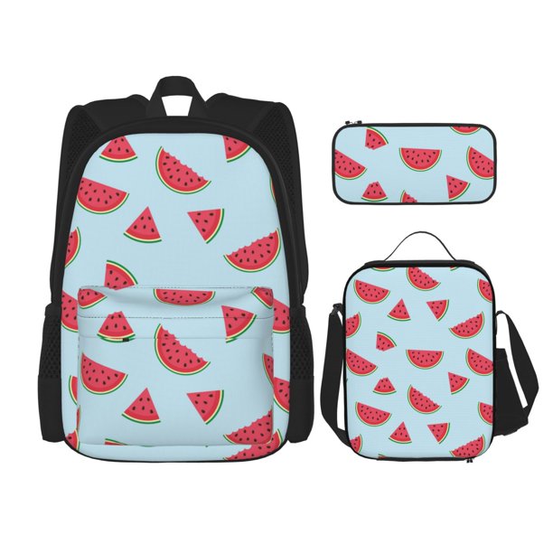Balery Watermelon Mochila Escolar 3 en 1 para Niños - Mochila Resistente con Lonchera Térmica y Estuche - Mochila Escolar para Niños y Niñas