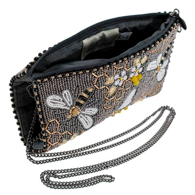 Mary Frances Bee Awesome Crossbody Phone Bag Handmade Black Bag