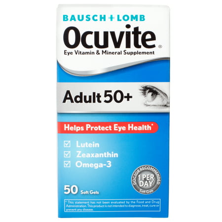 Ocuvite yeux vitamine adulte 50+ Vitamines Santé des yeux, 50 CT Gels mous