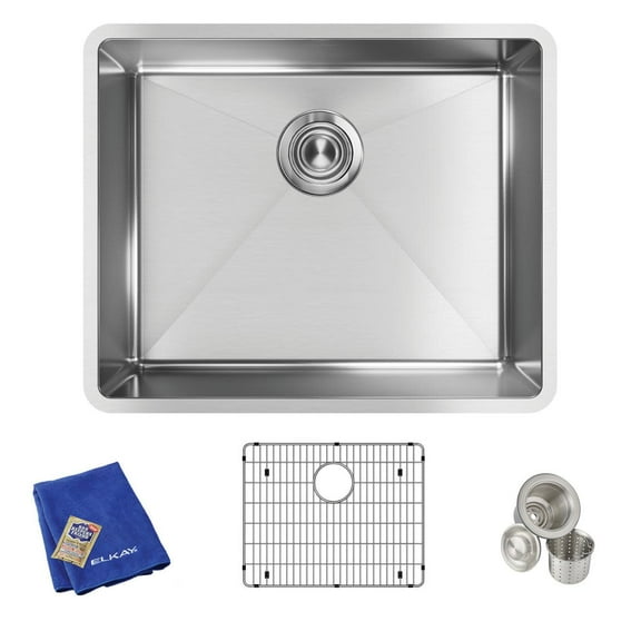 Elkay Crosstown Stainless Steel 22-1/2" x 18-1/2" x 9", Single Bowl Undermount Sink Kit