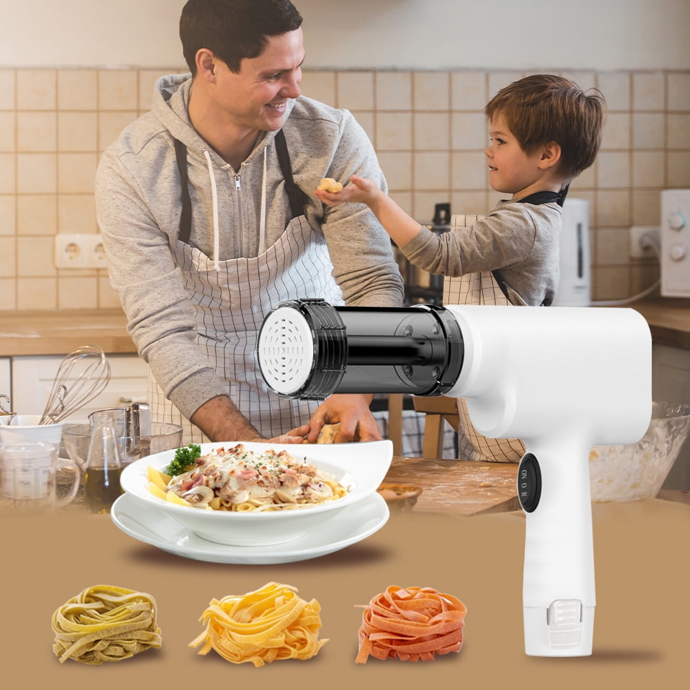 Electric Pasta Makers, Portable Handheld Noodle Maker with 5 Die Heads,  Saving Time Small Cordless Automatic Pasta Maker Machine for Homemade Pasta