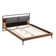 thumbnail image 5 of Queen Size Bed Frame,Platform Queen Bed Frame with PU Leather Headboard and 2 Night Lights for Bedroom,Solid Wood Slats Support,85.5"x66.9"x34.5",Brown, 5 of 7