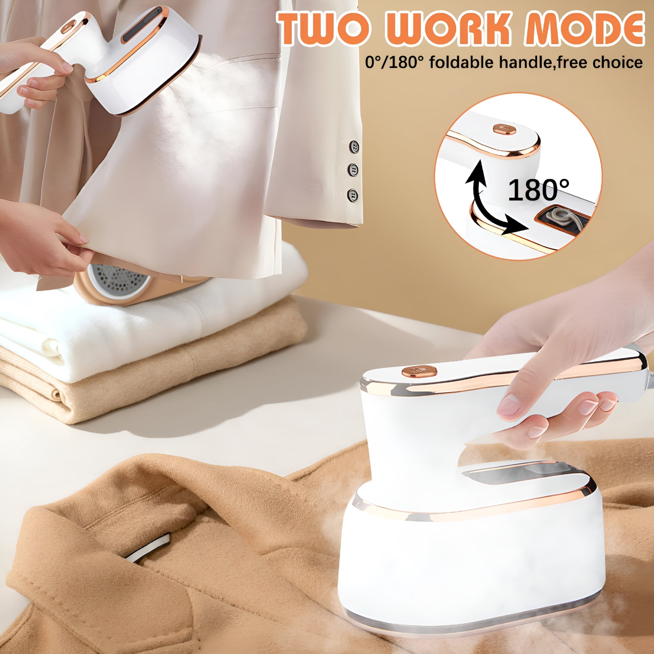 CURYMAY 2026 New Handheld Steam Iron & Garment Steamer 2-In-1: Compact Travel Essential for Wrinkle-Free Clothes | Lightweight & Portable Design for Travel,Home,Office Steam Press