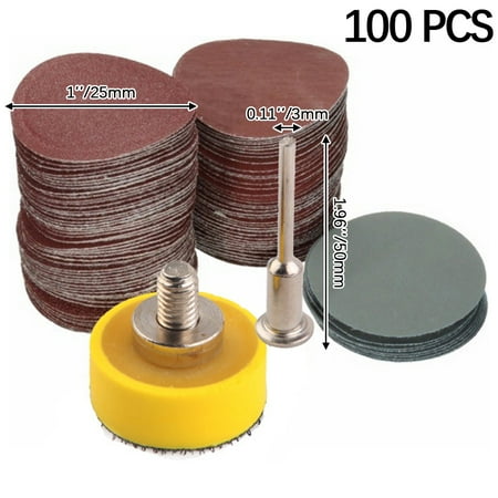 

100Pcs 1 Inch Sanding Discs Pads Hook Loop Sandpaper with 1/8 Shank Grinding Disc for Drill Grinder Rotary Tools