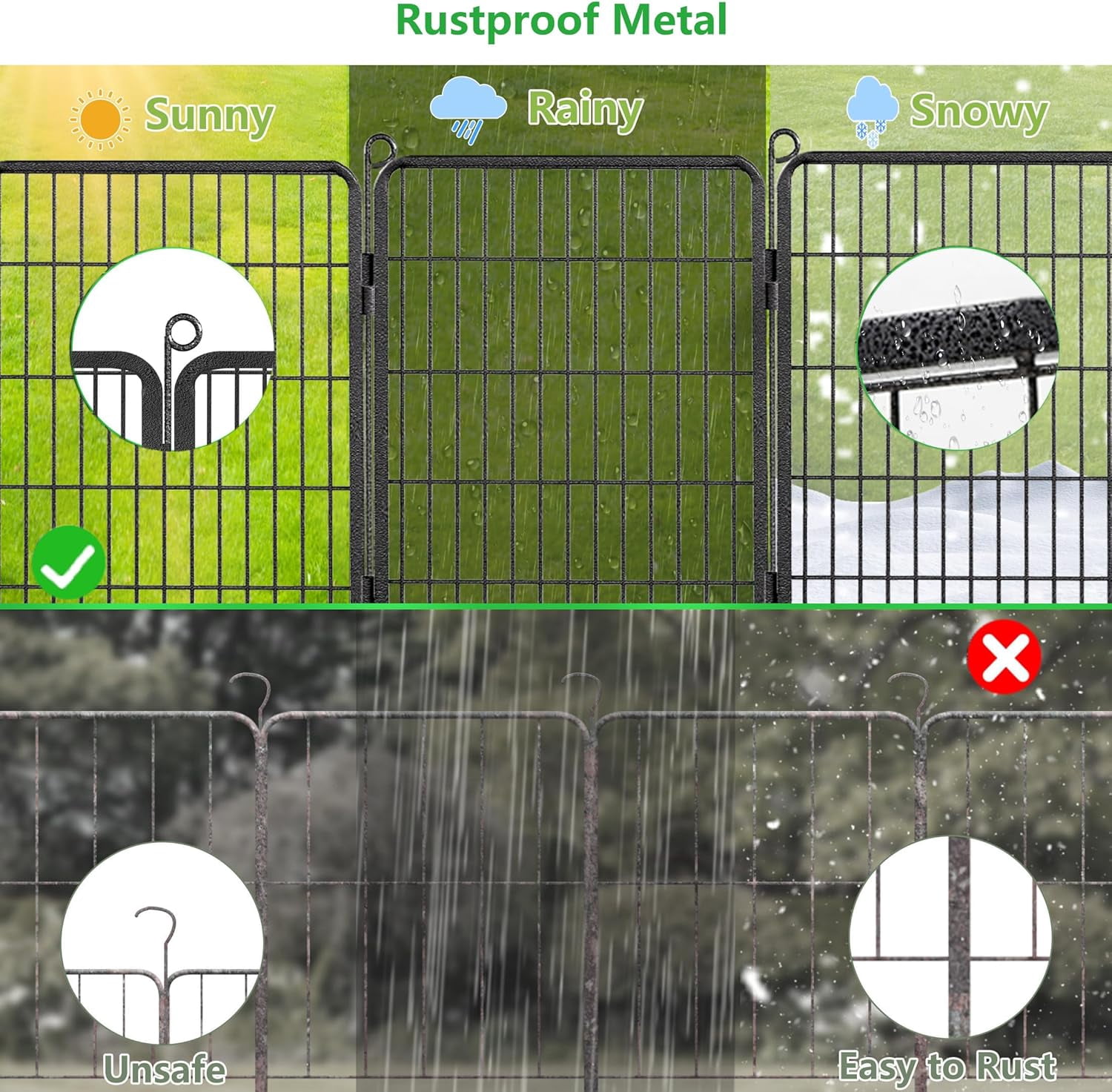 Jhsomdr Decorative Garden Fence 32" Height 20 Panels Heavy Duty Metal No Dig Animal Barrier Garden Wire Fencing for Yard