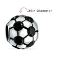 thumbnail image 3 of Bling Jewelry Womens Black CZ Soccer Ball Mom Football Player Charm Bead Silver, 3 of 4