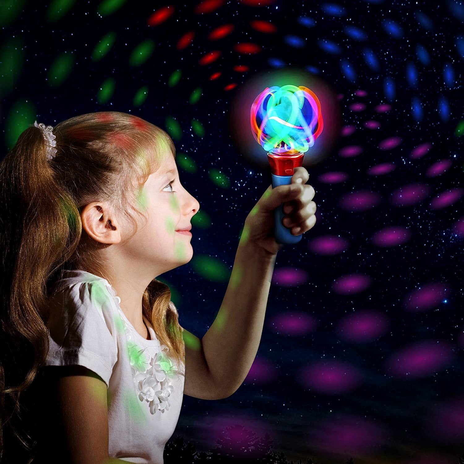 ArtCreativity Light-Up Orbiter Spinning Wands, Set of 2 LED Spin Toys for Kids, Birthday Gift & Party Favor