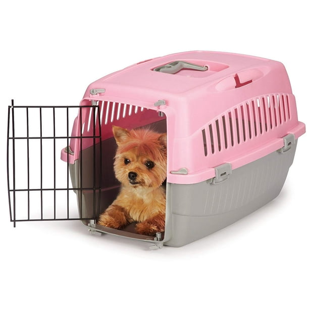 Carry Me Plastic Dog Crate, Pink, Small, 23"L x 14"W x 8"H Walmart