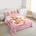 thumbnail image 3 of Homewish Merry Christmas Bedding Comforter Set.Cute Gingerbread Man Twin Comforter Sets,Pink Flower Loves Pattern Bedding Set For Girls Kids,Super Cozy Room Decor Reversible,2pcs, 3 of 8
