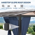 thumbnail image 6 of Gotland 10FTx24FT Outdoor Wall-Mounted Hardtop Pergola, Metal Frame Gazebo with Sloping Sun Panel Roof and Double Curtains for Patio, Garden, Lawn, Navy, 6 of 8