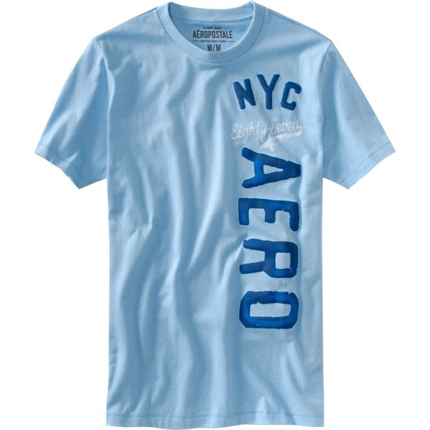 Aeropostale Nyc Graphic playera para hombre, azul, XS